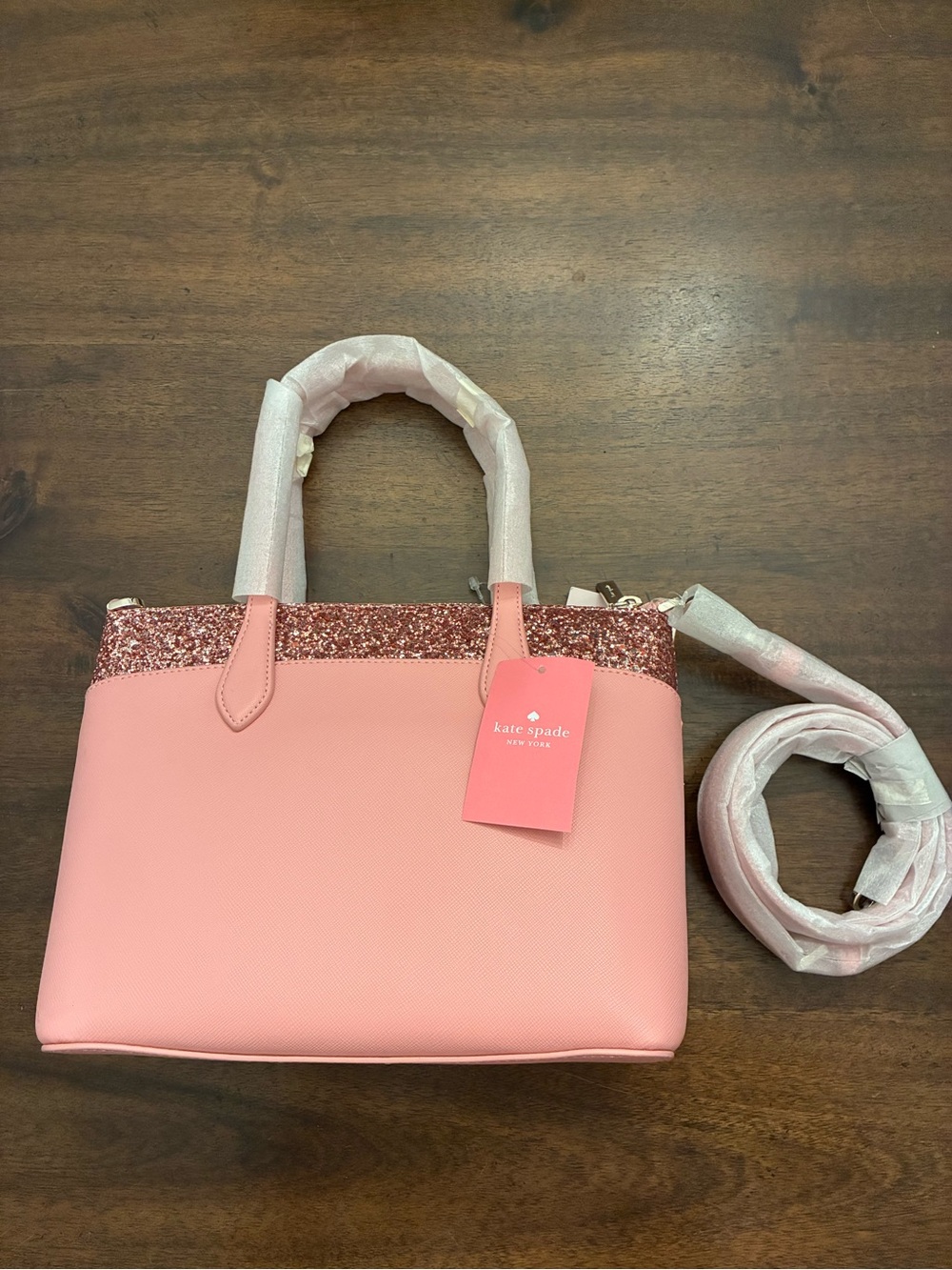 Kate Spade Satchel Flash Glitter Pink Bag Purse Crossbody New NWT